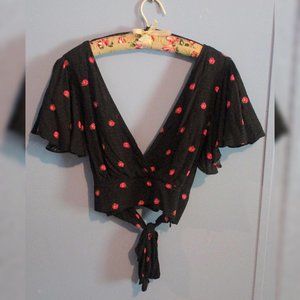 Floral textured Self-tie Crop top